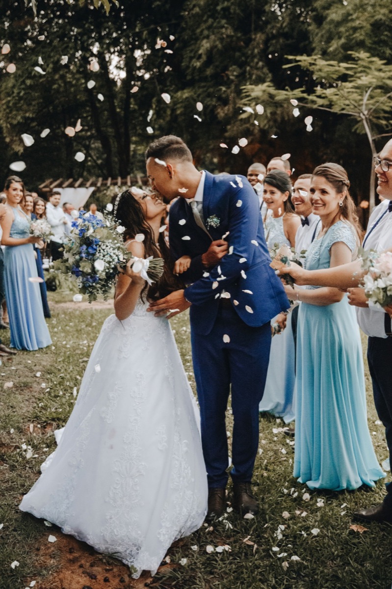 Wedding couple during their ceremony